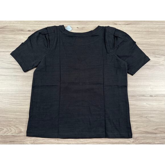 LOFT Sam Slub Petal Sleeve Tee Petite Medium Black - Picture 5 of 8